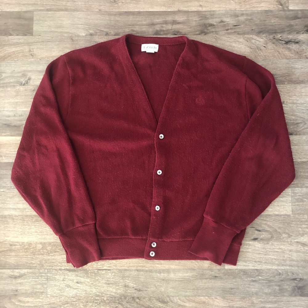 Vintage 90s IZOD Cardigan Men’s XL Burgundy Red